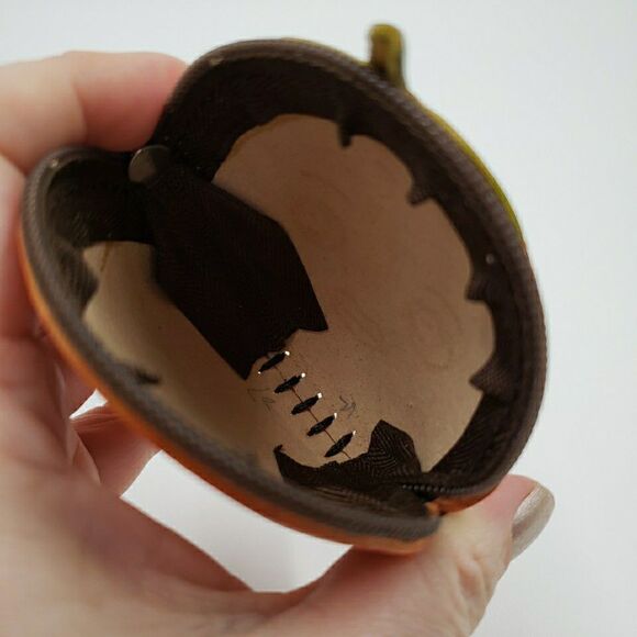 ORANGE FRUIT Pendant Jewelry Pouch Handmade Leather Whimsy Gift Zip Coin Purse - Picture 9 of 13